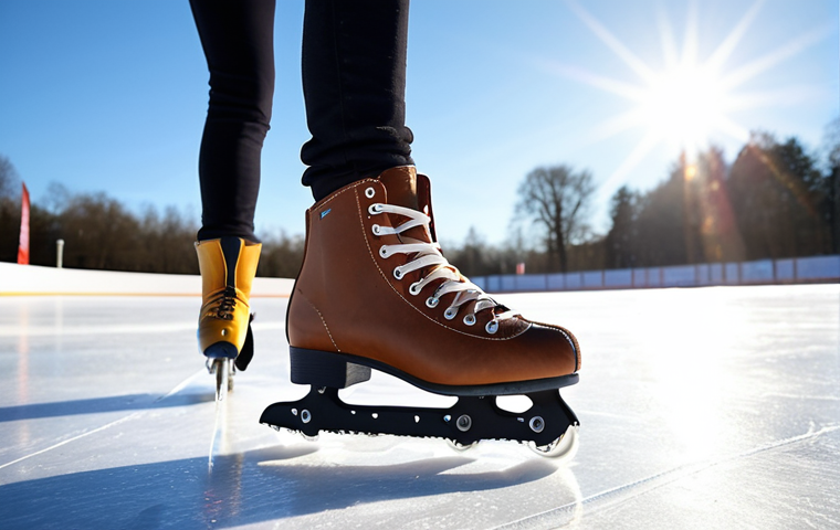 **Prompt:** A person ice skating with eco-friendly skates made of recycled materials, holding a reusable water bottle, with a solar-powered ice rink in the background. Focus on sustainable skating practices.